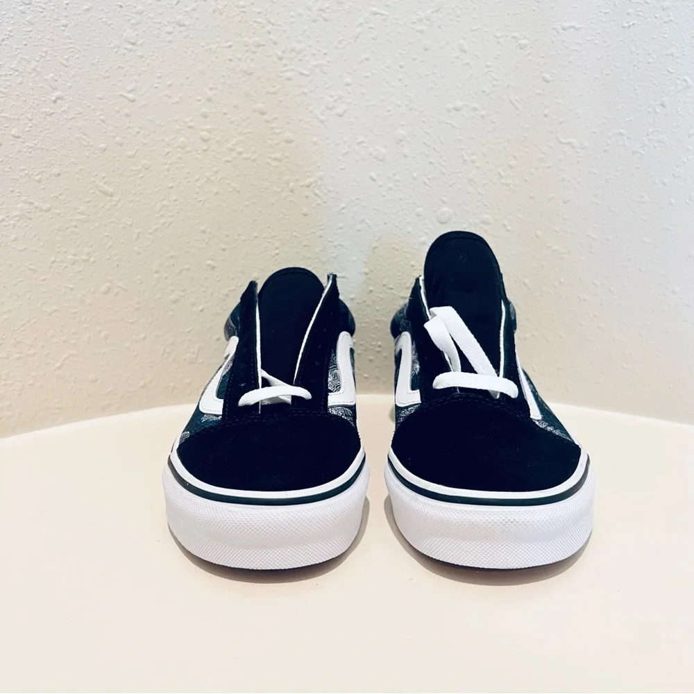 Vans Old Skool Unisex Suede Canvas Wireframe Black Sneakers Sz W 6.5 M 5 NEW